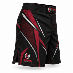 Pantalones Cortos de MMA para Hombre Fly Humble, Negros y Rojos con Estampado por Sublimación, Absorben la Humedad, Ajuste Atlético, Ropa Deportiva, los Más Vendidos al por Mayor - Product Image 3