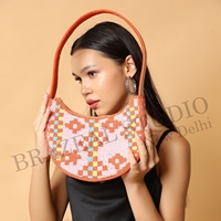 Nouvel Arrivage BRAZEAL STUDIO Sac à Main Pochette Épaule en Velours Tendance pour Femme avec Perles de Verre et Motif Géométrique