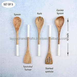 Las Mejores Cucharas de Madera, Accesorios de Cocina, Utensilios de Cocina, Juego de 6 Espátulas y Cucharas de Madera de la India - Product Image 5