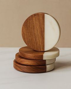 Modern Wooden Coasters With Holder For Coffee Tea And Juice Cups Stylish And Durable <b>Table</b> <b>Protection</b> Accessories - Product Image 1
