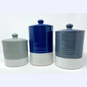 Designer Ceramic Canister Set Gloss Glaze Airtight Lid Food <b>Storage</b> Jars Modern <b>Kitchen</b> Organizer Luxury Countertop Collection - Product Image 5