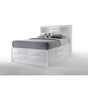 Ireland <b>White</b> Full <b>Bed</b> with <b>Storage</b> Up-Holstered Furniture - Product Image 4