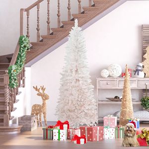 Albero di Natale Artificiale Non Illuminato, Altezza 1,8 m, Tipo Pencil Fir, 406 Punte, Rami Realistici in PVC, Floccato Rosa e Bianco per Uso Esterno - Product Image 2