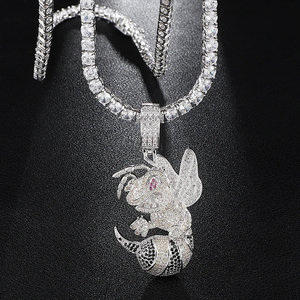 Briva Jewels Hip Hop <b>Bee</b> Pendant Necklace Iced Out Bling Jewelry Moissanite Animal Charm Gold Plated Unisex <b>Gift</b> - Product Image 5
