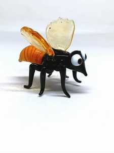 Handmade <b>Glass</b> Bee Figurine Black Orange Body Transparent Wings White Eyes Office <b>Desk</b> Decor Sculpture - Product Image 4