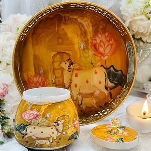 Nouvelle conception de pot en métal Pichwai de 4 pouces, ensemble élégant pour fruits secs, multifonctionnel - Product Image 1