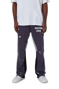 Custom Wholesale <b>Men's</b> Jogger <b>Trousers</b> Flared <b>Men</b> Sweatpants Patchwork Paint Splatter <b>Elastic</b> Track <b>Men's</b> Pants - Product Image 5