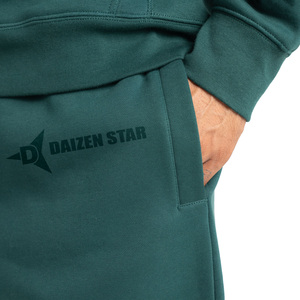 DAIZEN STAR Men's Dark Green Cotton Sweatpants Elastic Waist Drawstring Casual Joggers Side Pockets Midweight Autumn Wear Solid - Product Image 6