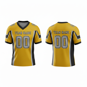 Maillot d'entraînement de football américain personnalisé pour adultes, manches courtes, respirant, option grande taille, 100 % polyester, col en V - Product Image 1