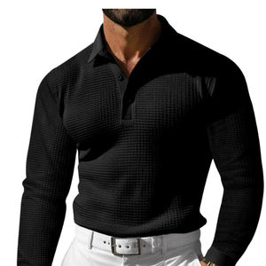 Polo à manches longues boutonné pour homme 2026, col gaufré, respirant, confortable, élégant et tendance - Product Image 5
