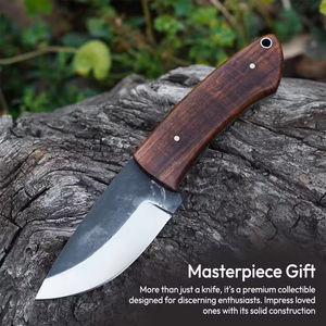 Cuchillo Skinner de Acero de Damasco Personalizable OEM de Alta Calidad con Mango de Madera y Funda de Cuero - Regalo Perfecto para Camping y Caza - Product Image 6