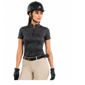 Chemise d'équitation professionnelle pour femmes, sport de plein air, coton, compression légère, coupe haute, manches courtes, été, équestre - Product Image 1
