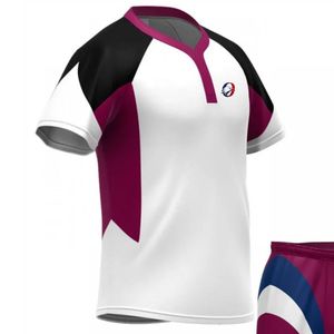 White Maroon Rugby Uniform for Men Jersey and Shorts Athletic Team Kit Lightweight Sportswear Breathable Training Match - Product Image 1