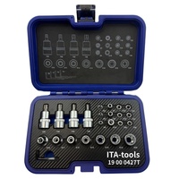 Supplier Taiwan OEM Set Soket 27 Buah 1/4" 1/2" E ITA Tools Baja Chrome Vanadium Kotak Plastik Tiup