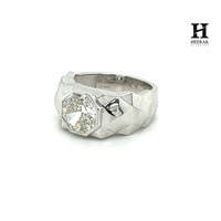 Anillo de lujo para hombre con diamante hexagonal cultivado en laboratorio, solitario geométrico, banda de compromiso, estilo hip hop, anillo de pinky con incrustaciones de diamantes.