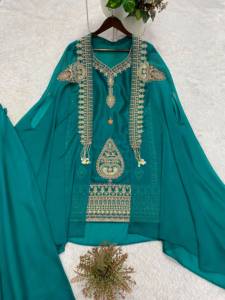 Ensemble prêt-à-porter haut Rangoli brodé à la main avec broderie à sequins et palazzo assorti, et shrug brodé à la main avec sequins - Product Image 4
