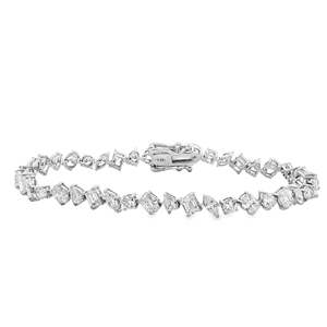Bracelet en or massif 14 carats pour femme avec diamants de laboratoire taille émeraude certifiés GIA, bijoux de mariage classiques - Product Image 1