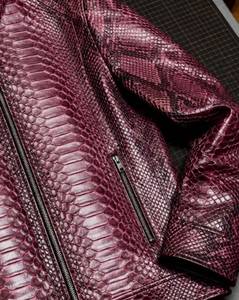 Men's Purple Snake Skin Texture Leather <b>Jacket</b> <b>Zip</b> <b>Up</b> Bomber Coat Fashion Streetwear Outerwear - Product Image 6
