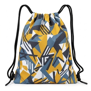 Mochila con cordón de poliéster con estampado geométrico, bolsa deportiva ligera para gimnasio, para viajes escolares, Fitness, uso diario - Product Image 1