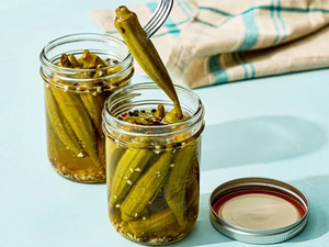 PREMIUM WHOLESALE <b>Pickled</b> Okra with Chili 500g Glass <b>Jar</b> for Retail and Grocery - Product Image 1