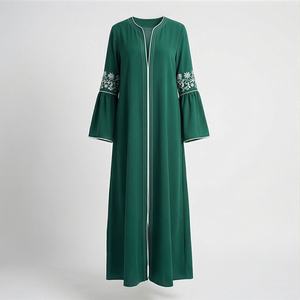 2025 OEM Kimono Abaya pour femmes musulmanes, en tissu polyester épais, doux et très extensible, col en V, manches longues, pour fêtes, Ramadan, mariages - Product Image 1
