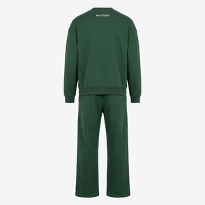 Men Dark Green Crewneck Sweatshirt <b>Jogger</b> Pants <b>Set</b> <b>Matching</b> Two Piece Casual Streetwear Tracksuit - Product Image 4