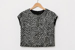 Débardeur à paillettes argentées sans manches, col rond, coupe ample, pour femme, idéal pour les soirées et événements - Product Image 1
