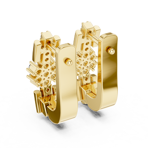 Juego de Aretes de Aro Simples en Oro Amarillo de 18 Quilates con Diamantes Cultivados en Laboratorio, Certificados por IGI, Chapados en Rodio de Lujo, para Uso Diario y Eventos Glamurosos - Product Image 4