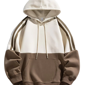 Sweat-shirt à capuche vintage pour homme, style hiver, patchwork coloré, vêtement de sport décontracté, veste simple pour couple - Product Image 1