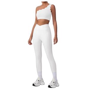 Nouveau Yoga ensemble dentelle unique épaule soutien-gorge fuite épaule sport débardeur femmes croisement taille haute Fitness pantalon Fitness Yoga ensemble - Product Image 1