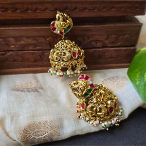 Bridal Jadau Kundan Drop Earrings with Turquoise and Pearl Tassels - Product Image 1