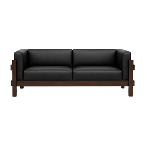 Sofá Moderno de Una Plaza en Madera de Teca Sólida con Tapicería de Cuero Negro para Sala de Estar, Apartamento, Hotel, Villa, Muebles Personalizados - Product Image 2
