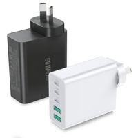 Chargeur rapide multi-ports HNT 60W GaN 3C2A PD avec prise AU/US/UK/EU, chargeur USB-C 30W pour ordinateur portable, certifié PD multiple, universel pour iPhone
