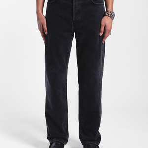 Jean ample rétro délavé pour homme de haute qualité, coupe droite décontractée, taille mi-haute - Product Image 4