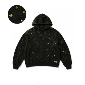 เสื้อฮู้ดดี้หรูหราสไตล์ลำลองสีเหลืองประดับเพชรทั้งตัว กำลังเป็นที่นิยม รับผลิตตามแบบ (OEM) พร้อมปักโลโก้คริสตัลแบรนด์ต่างๆ คุณภาพสูง ผ้าฝ้ายฟลีซหนานุ่ม - Product Image 1