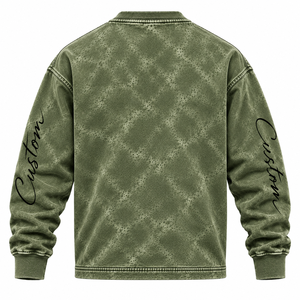 Sudadera de Alta Calidad con Lavado Ácido, Estilo Vintage, Cuello Redondo, Mangas Estampadas, Personalizable, Unisex, Gruesa - Product Image 2