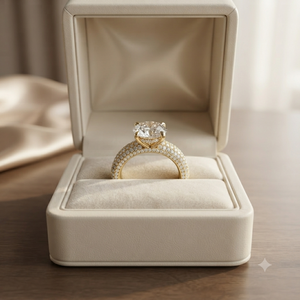 Bague de fiançailles solitaire personnalisée en or 10K avec diamant Moissanite taille brillant, sertie à griffes et pavé, pour femme, idéale pour anniversaire ou fête - Product Image 5