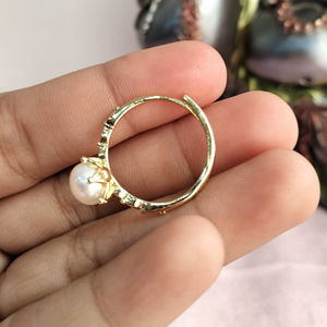 Anillo Ajustable de Perlas de Agua Dulce, Anillo de Joyería de Perlas Chapado en Oro, Talla Única Ajustable, Fabricante Mayorista de Anillos de Perlas - Product Image 1