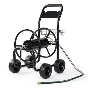 Carro de jardín con carrete para manguera de agua de 200 pies, de hierro, con cuatro ruedas y cesta de almacenamiento, para el cuidado del hogar y del césped, portátil ODGGAD018 - Product Image 1