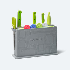 Juego de Cuchillos de Acero Inoxidable de 10 Piezas con Mangos de Plástico Coloridos (Rojo, Gris, Azul), Bloques de Almacenamiento, Colección de Utensilios de Cocina Duraderos JAYA - Product Image 4