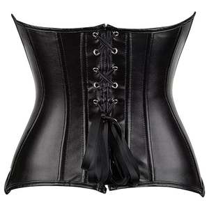 Corsé de cuero genuino con logo personalizado, bralette gótico, top corto moldeador de cuerpo para mujer, alta calidad - Product Image 3