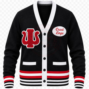 Cardigan personnalisé pour sororité/fraternité KAP, couleur bordeaux, pour hommes et femmes, col en V, en acrylique tricoté, avec logo brodé Psi Greek, pour l'hiver - Product Image 5
