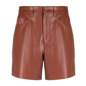 Femmes En Cuir Véritable fermeture à bouton Short Fermeture À Glissière Taille Haute Brillant Chaude Pantalon avec Poches vêtements de Club - Product Image 1