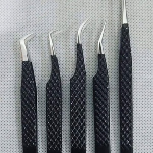 Pinzas de precisión para pestañas, punta curva de acero inoxidable, superficie lisa para extensión de pestañas - Product Image 5