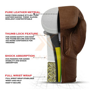 Gants de boxe d'entraînement au design moderne, en cuir de haute qualité, respirants, unisexes, avec fermeture auto-agrippante - Product Image 4