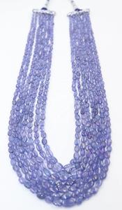 Nouveauté collier ovale lisse en tanzanite 7 brins fait à la main pour femmes perles de pierres précieuses minimalistes cadeau pour elle - Product Image 2
