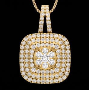 Collar con Colgante Cuadrado de Lujo con Incrustaciones de Diamantes para Mujer, Colgante con Racimo de Diamantes, Joyería Hip Hop - Product Image 3