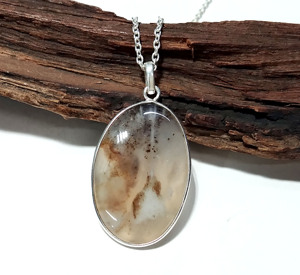 Natural Montana Agate Charm Pendant 925 Sterling Silver Handmade Gemstone Necklace Statement Jewelry Third Party Certified - Product Image 4