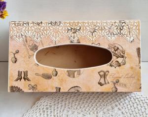 Caja de pañuelos cuadrada pequeña de madera impresa, caja de pañuelos compacta de madera impresa para escritorio y mesita de noche, caja de accesorios al por mayor - Product Image 6