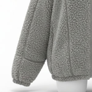 Hoodie surdimensionné de haute qualité en polaire Sharpa 100% polyester 400 g/m² sans cordon avec fermetures éclair sur le devant et les poches - Product Image 5